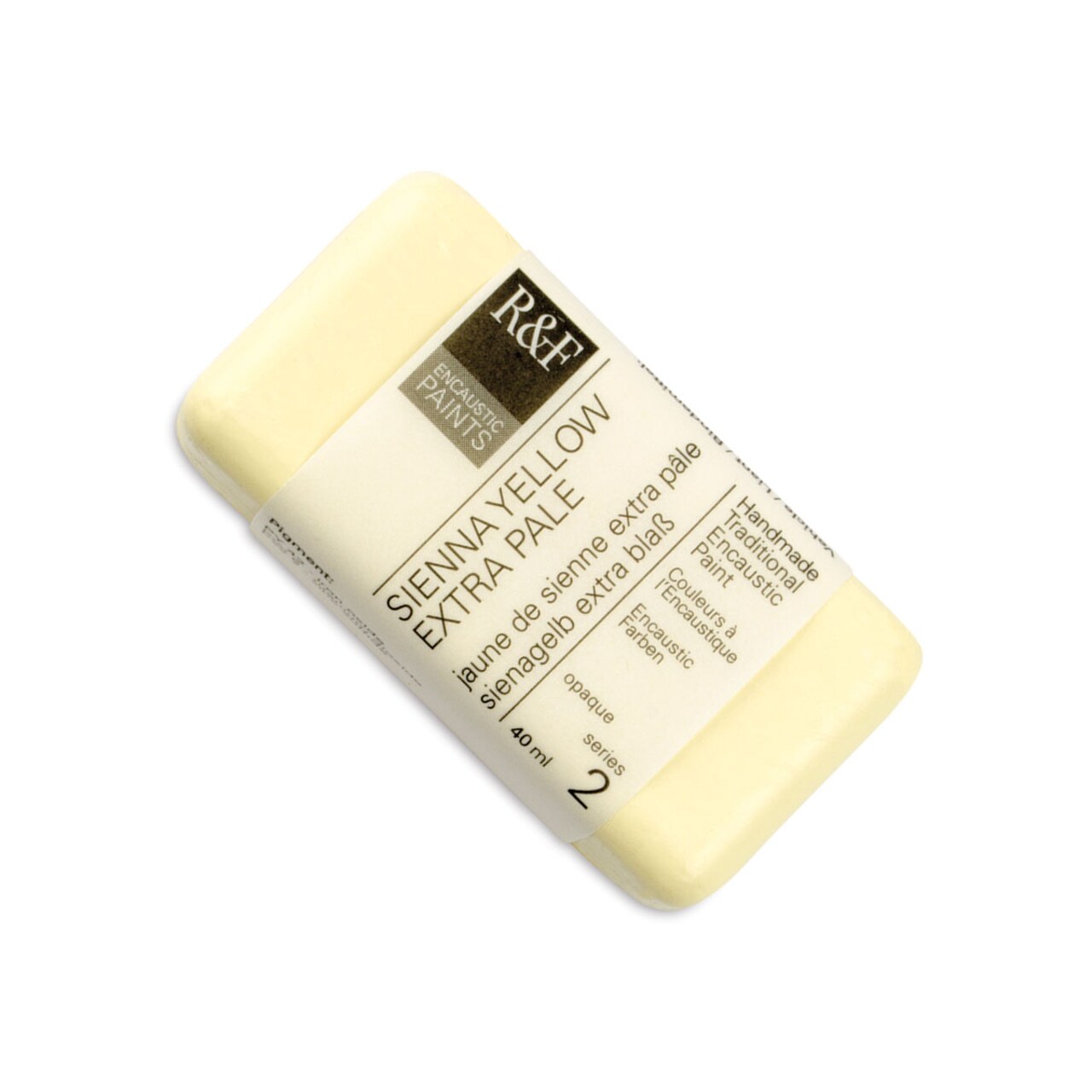 R&F Encaustic Paint Block - Sienna Yellow Extra Pale, 40 ml block